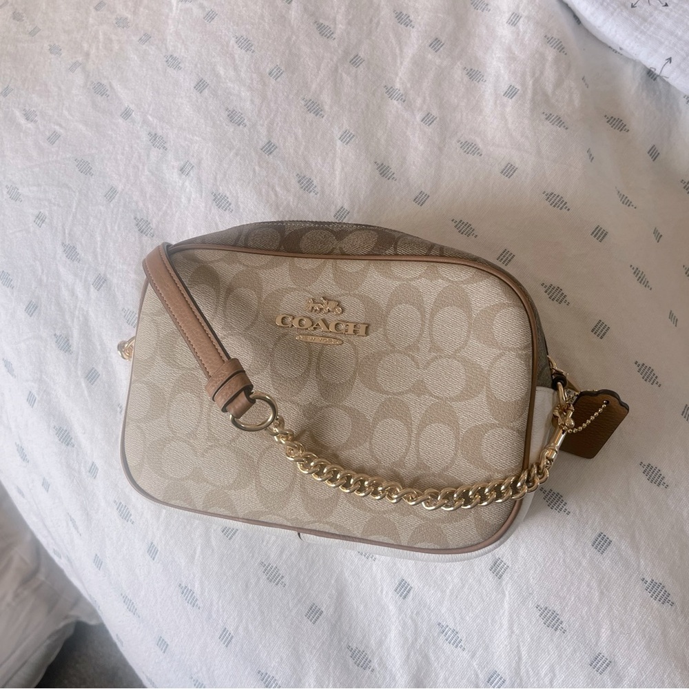 Coach CA172 shoulder bag leather Beige total pattern